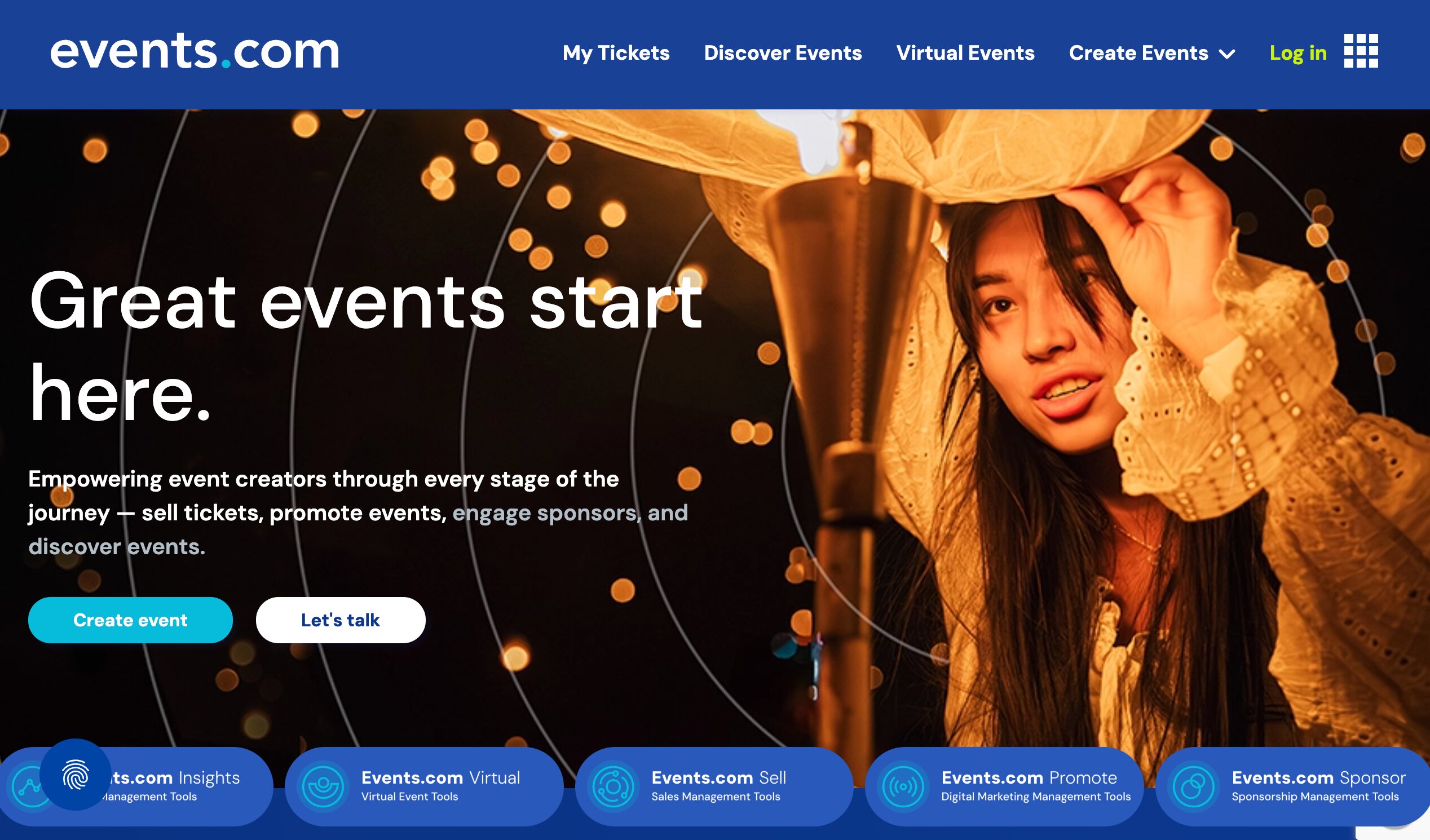 Events.com homepage