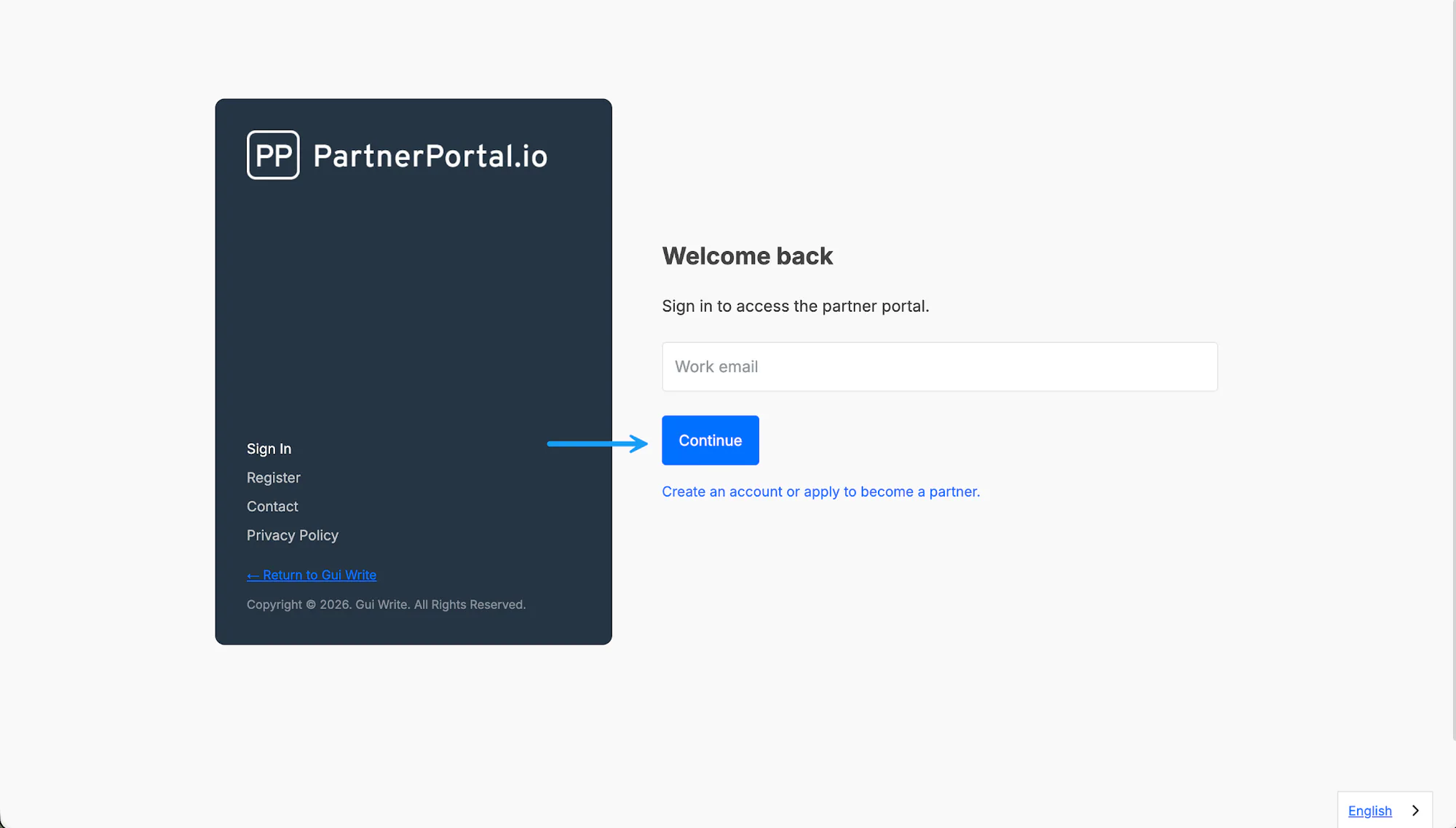 The login screen after entering an email address and clicking Next.