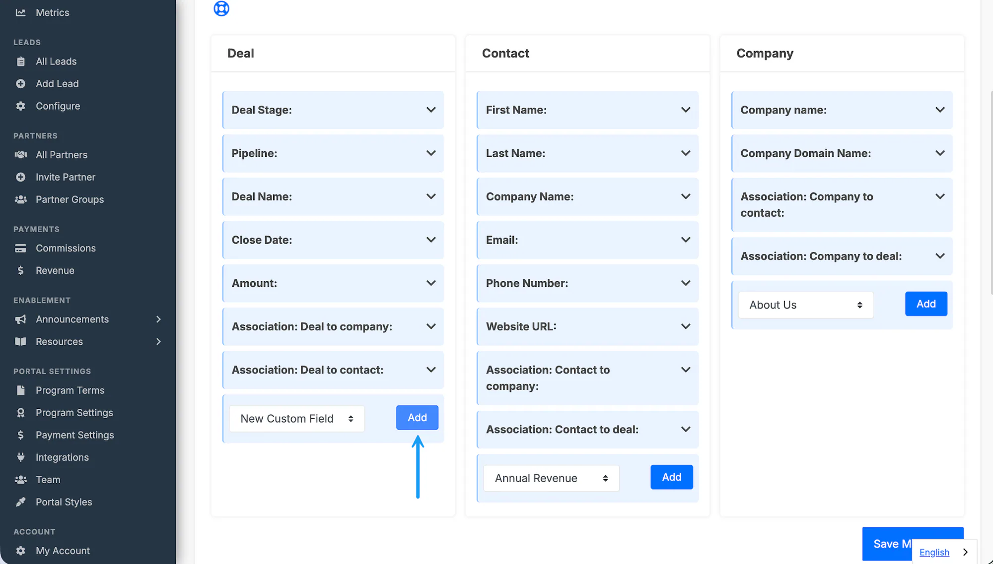 The Map Values screen matching PartnerPortal dropdown values to HubSpot options.