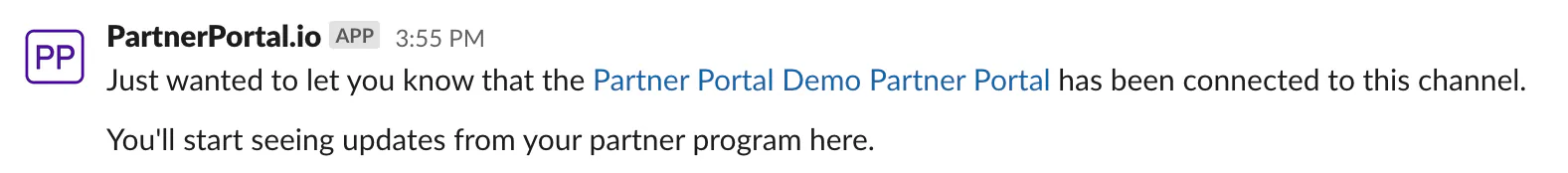 The Slack channel-selection screen for PartnerPortal notifications.