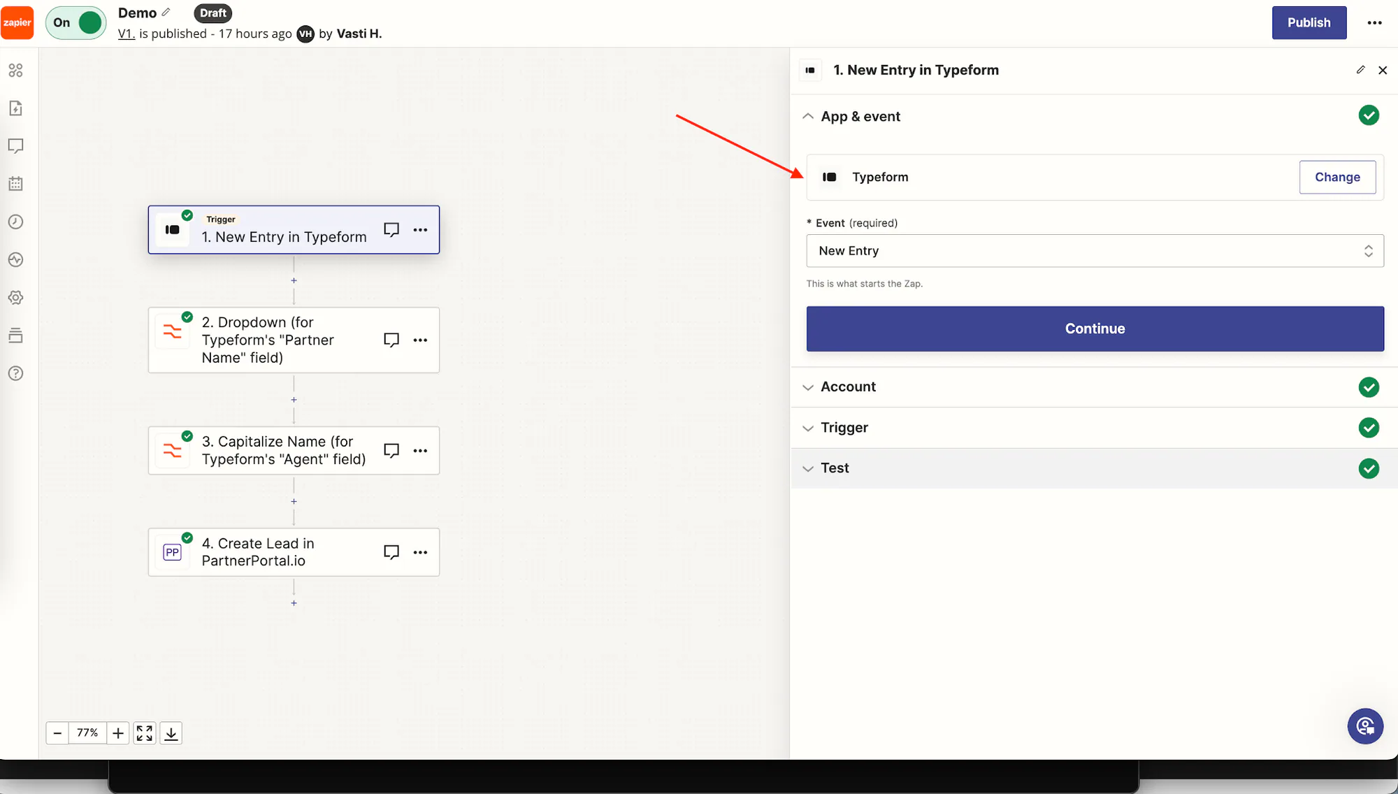 The Zapier trigger-app selection screen when creating a new Zap.