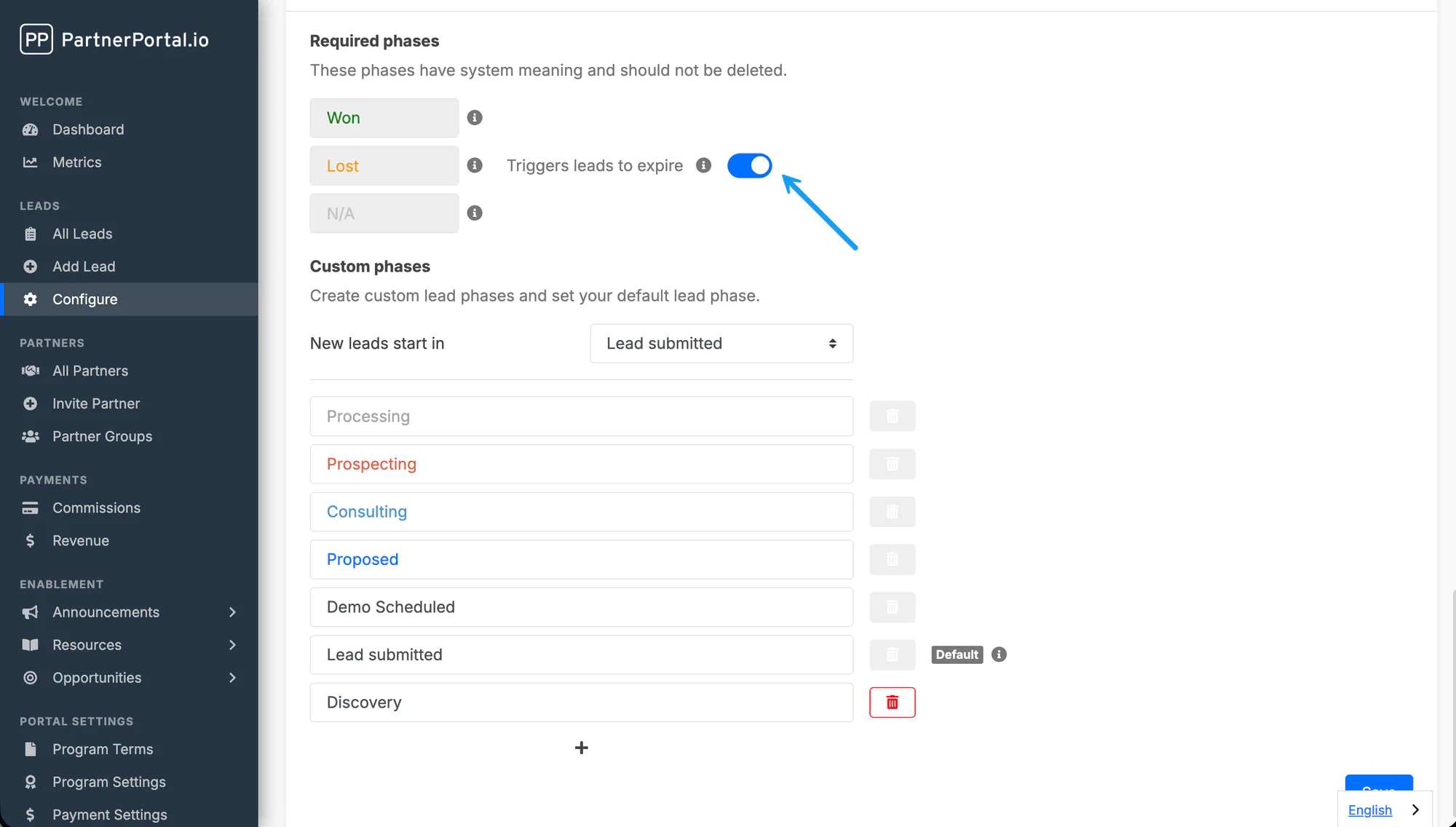 The Trigger Leads to expire option