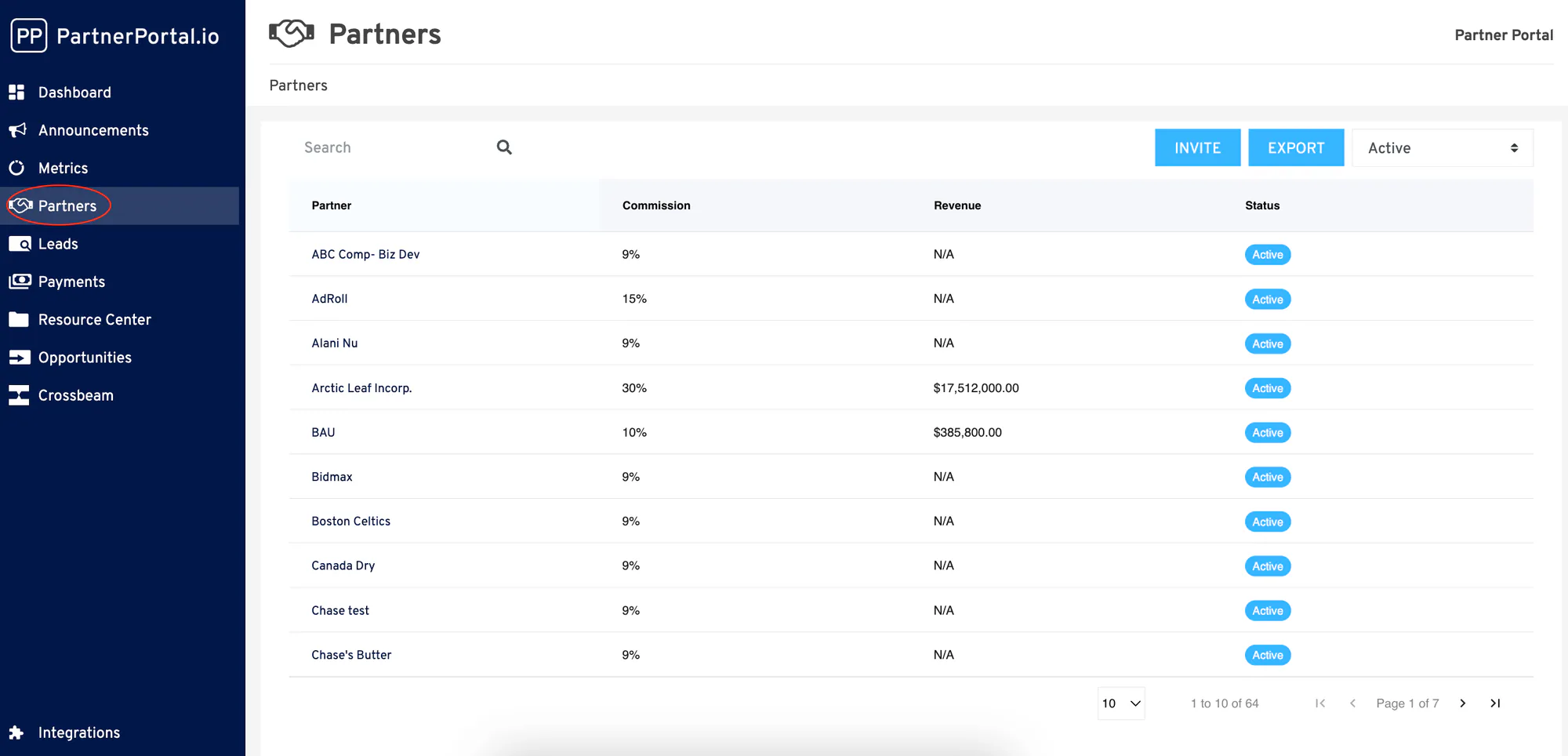 The partner detail page with the Partner Users section visible.