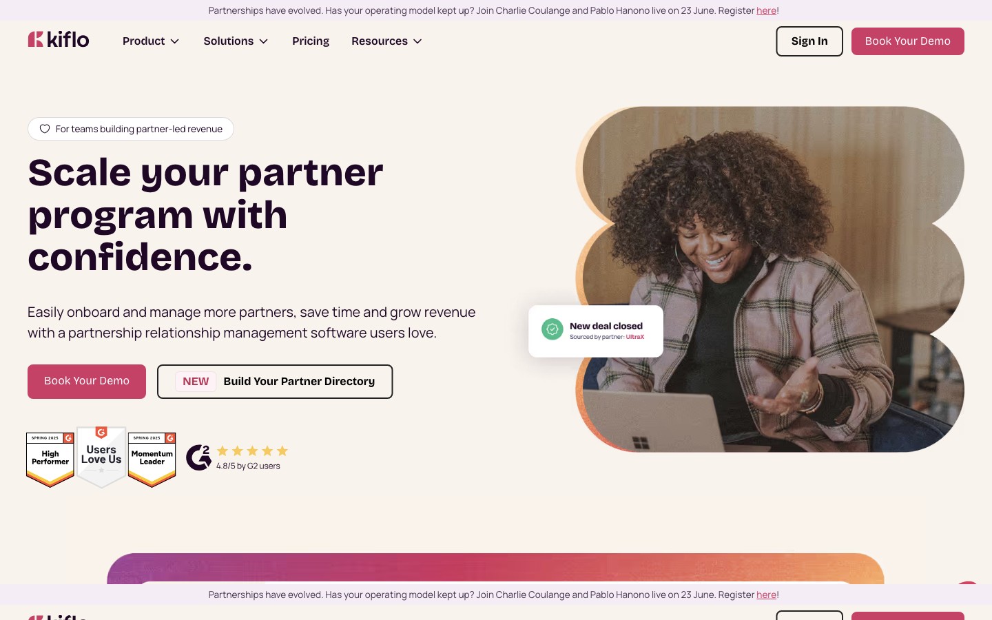 Kiflo PRM software homepage
