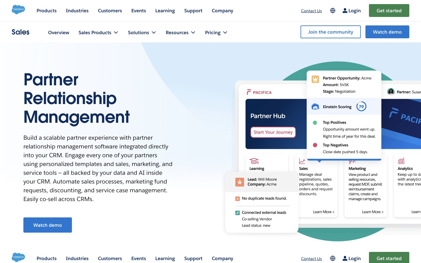 Salesforce PRM software product page